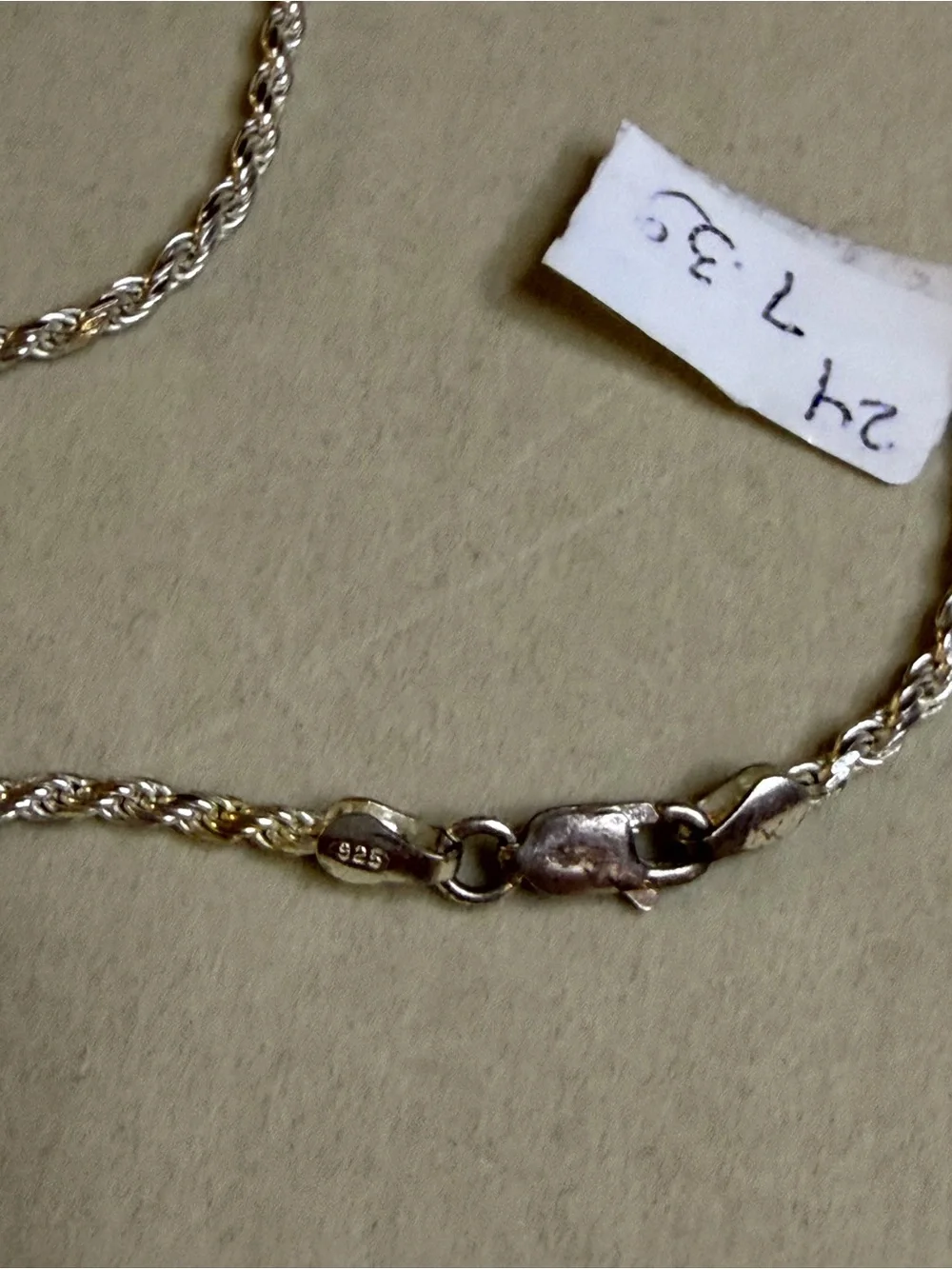 925 Sterling Silver Rope Chain Necklace – 15.5” – Classic Silver Chain